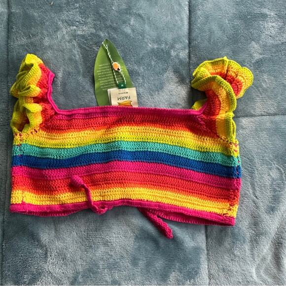 FARM RIO Rainbow Crotchet Ruffle Bikini Top - Picture 7 of 8